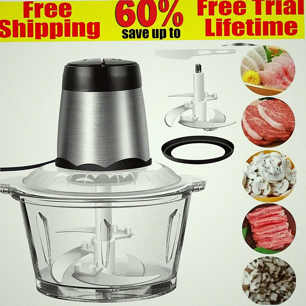 Food Processor Electric Vegetable Chopper Multi Blender Meat Fruit Mixer Kitchen