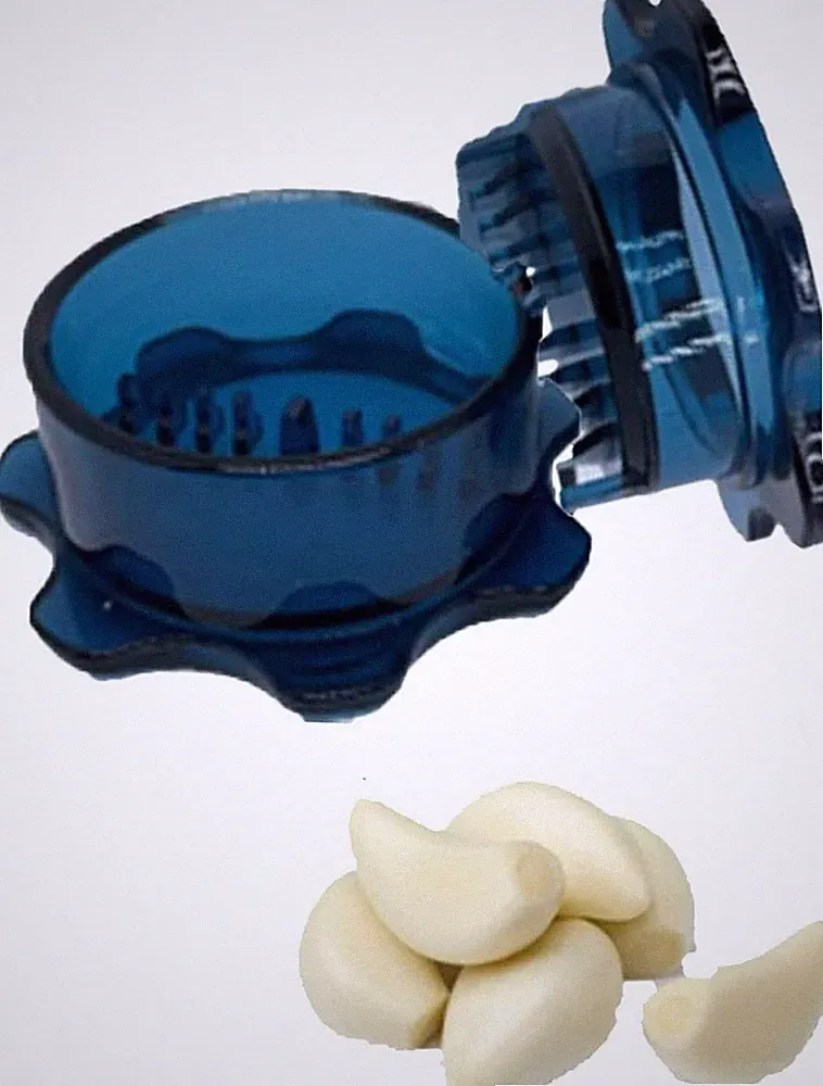 Food Processor-Garlic Mincer Press with a Twist fourth Generation (Blue color)