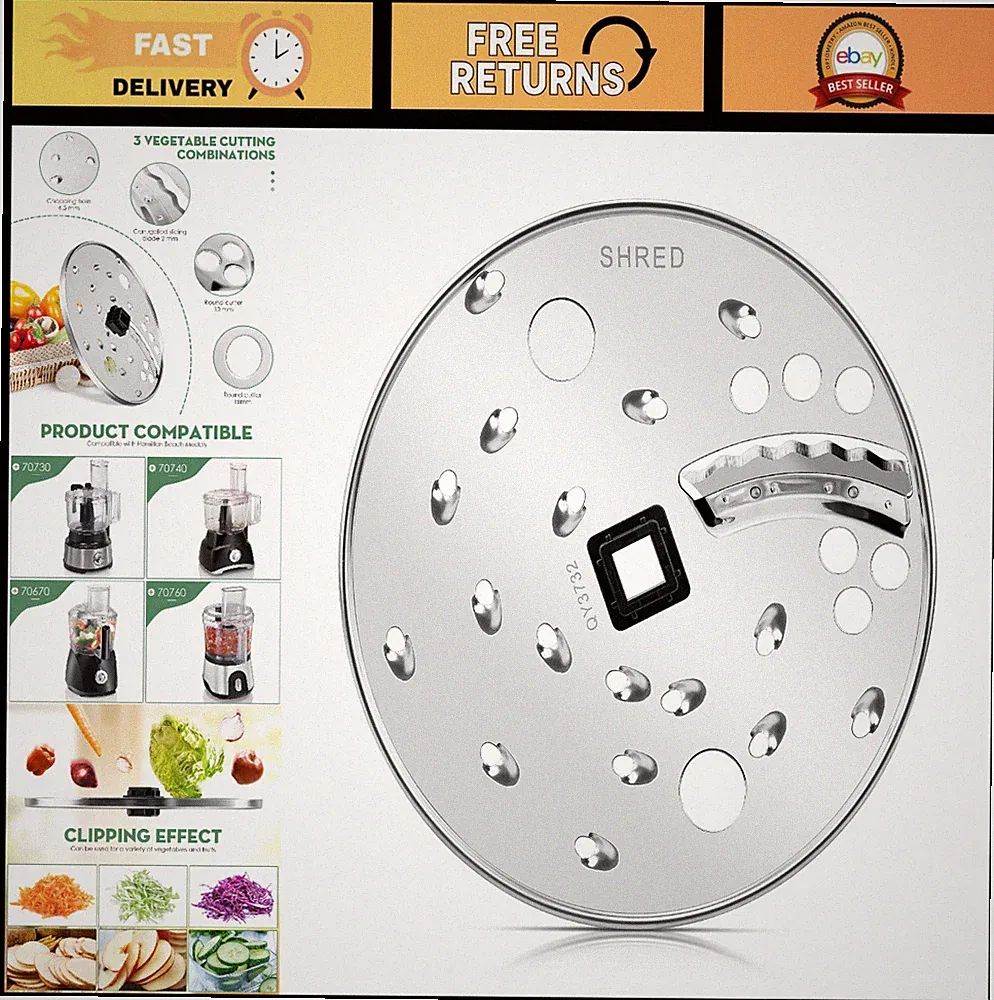 Food Processor Slice Shred Disc Blade Replacement - Stainless Steel for Slicing