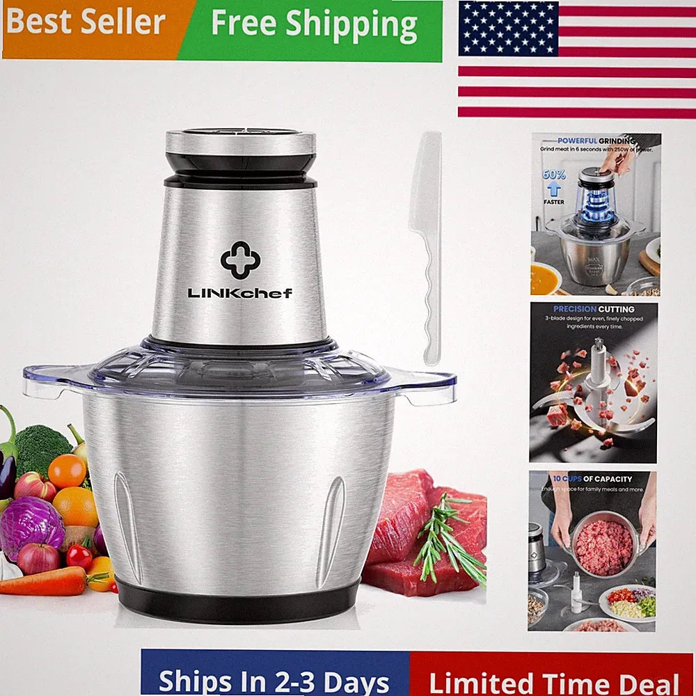 Food Processor Small, 10 Cup Food Chopper with Container, 2.3L 600W Electric...