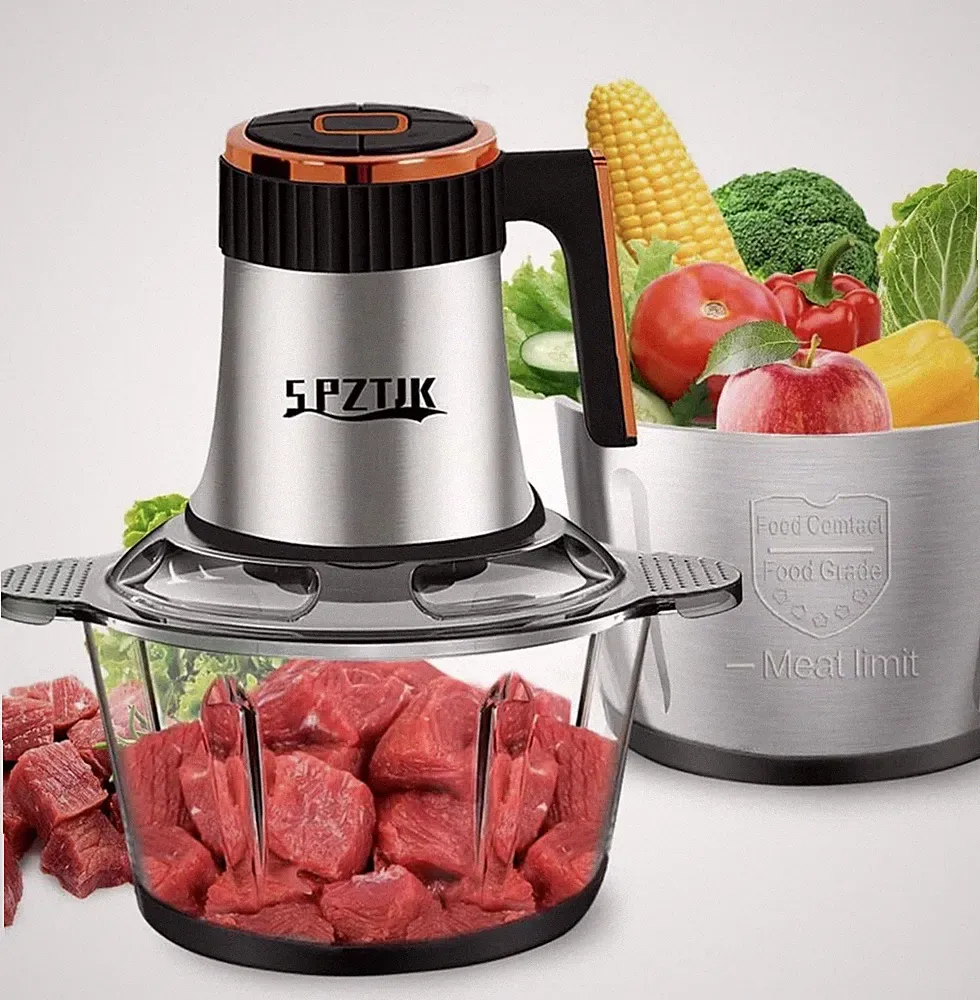 Food Processor W/ Overheat Protection Patented Buttons 2 Speed Dual Bowls New