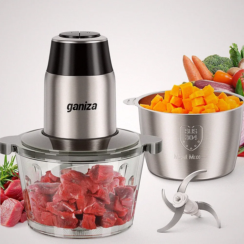 Food Processor with 2 Bowls, 450W Meat Grinder & Vegetable Chopper, Multi-Use Ki