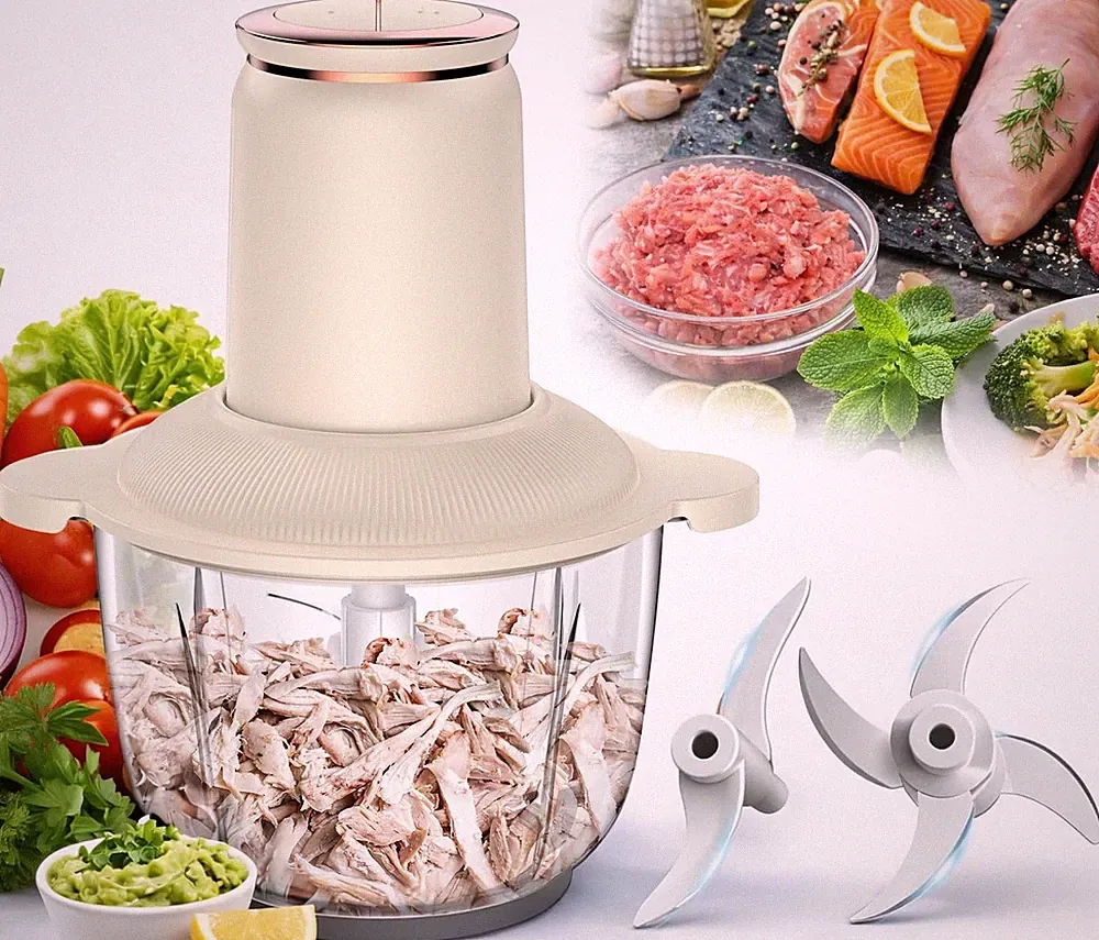 Food Processors 300W Electric Chicken Shredder Meat Grinder with 2L, Beige
