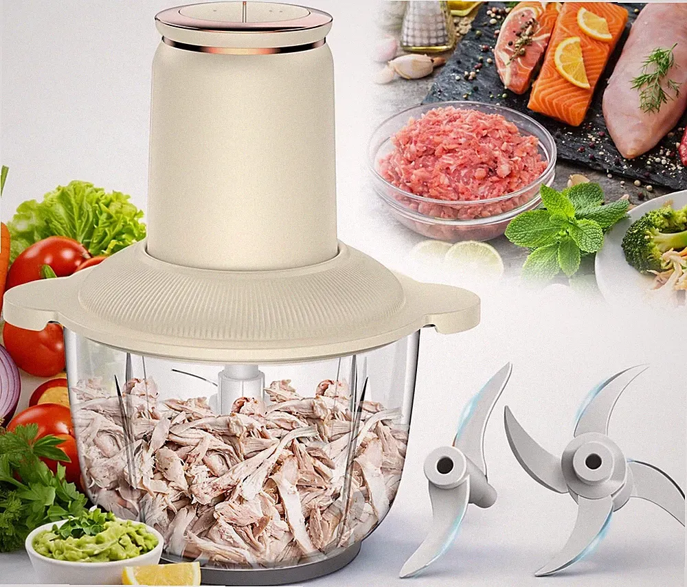 Food Processors 300W Electric Chicken Shredder Meat Grinder with Dual Blades...