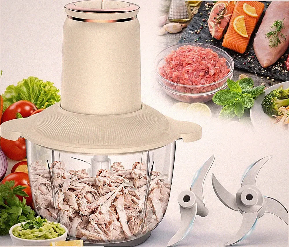 Food Processors 300W Electric Chicken Shredder Meat Grinder with Dual Blades...