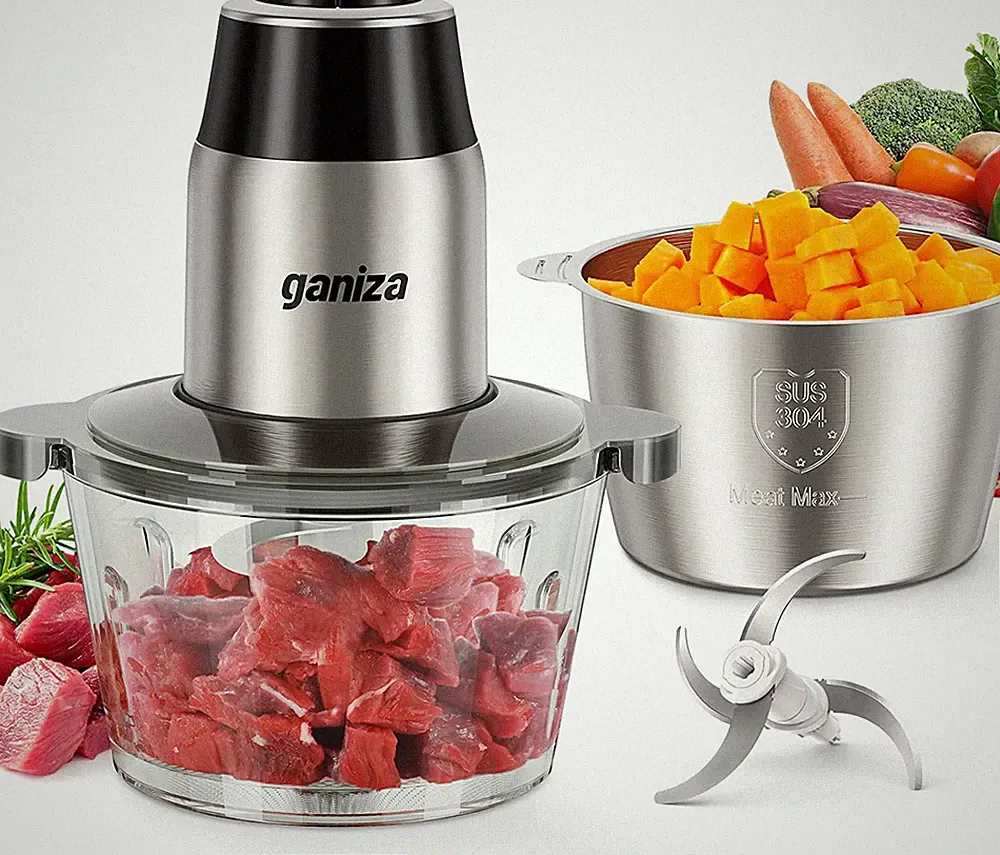 Food Processors,Electric Food Chopper w/ Meat Grinder & Vegetable Chopper-2 Bowl