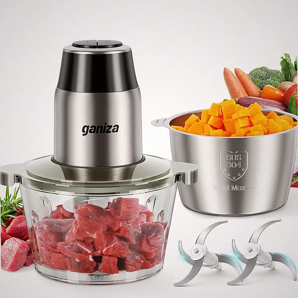 Food Processors With 2 Bowls, 450w Meat Grinder Vegetable Chopper | 2-speed