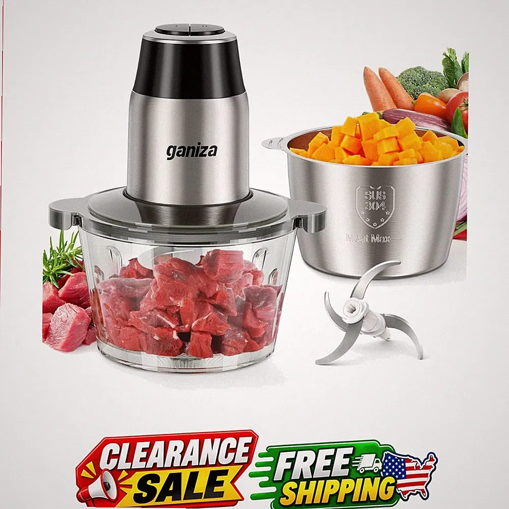 Food Processors with 2 Bowls, 450W Meat Grinder Vegetable Chopper