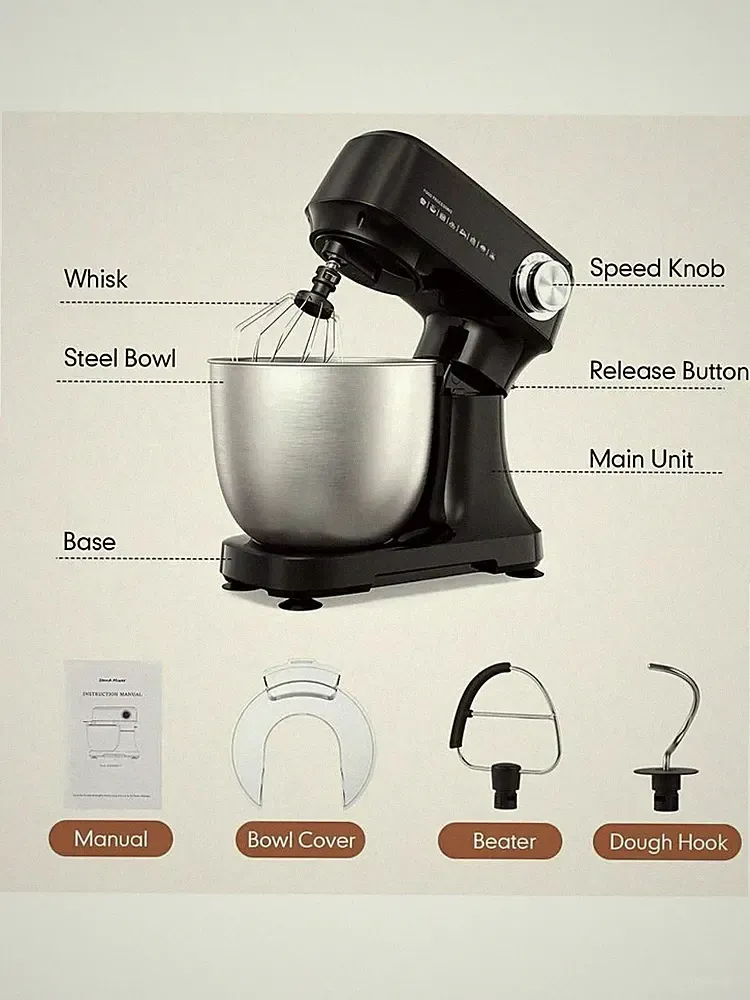 Food Stand Mixer Processor Dough Kneader Hook Beater Whisk Baking
