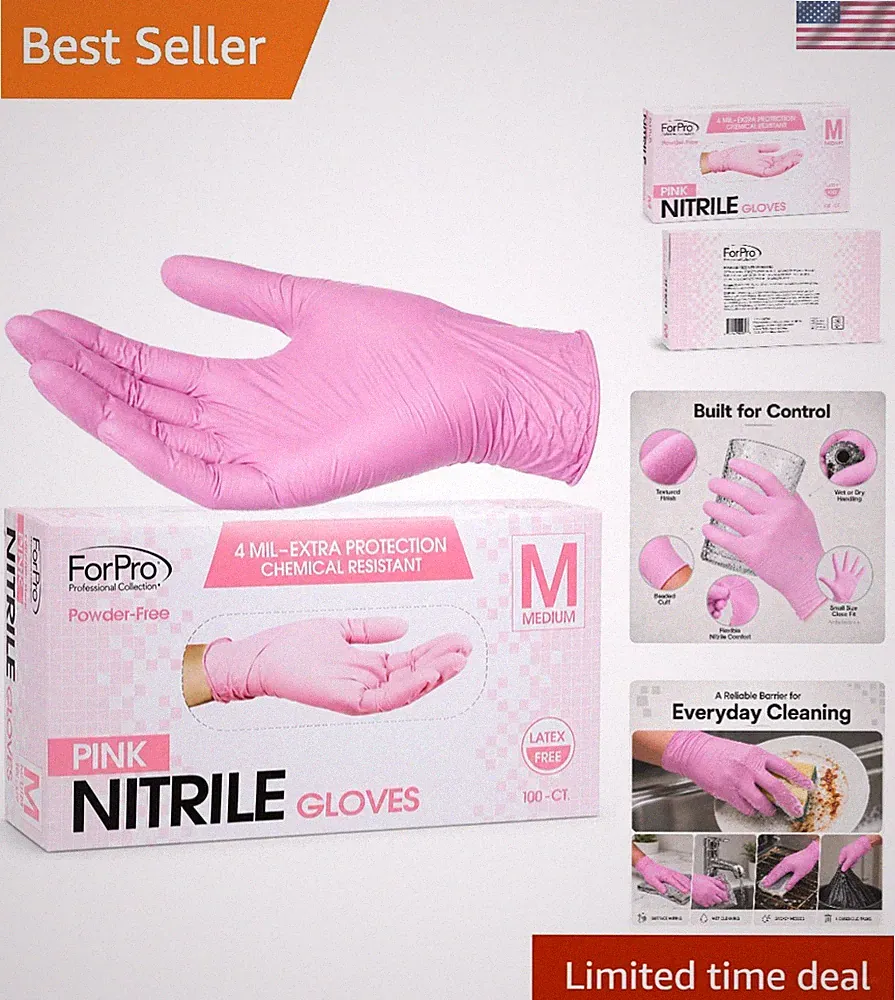 ForPro Disposable Nitrile Gloves, Chemical Resistant, Powder-Free, Latex-Free...
