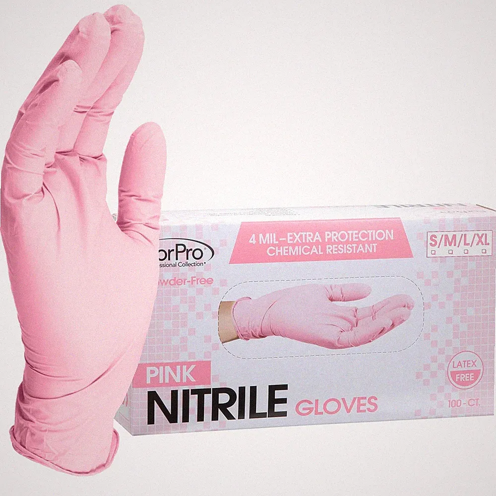 ForPro Pink Nitrile Gloves, PowderFree, Food Safe, Small, 100Count