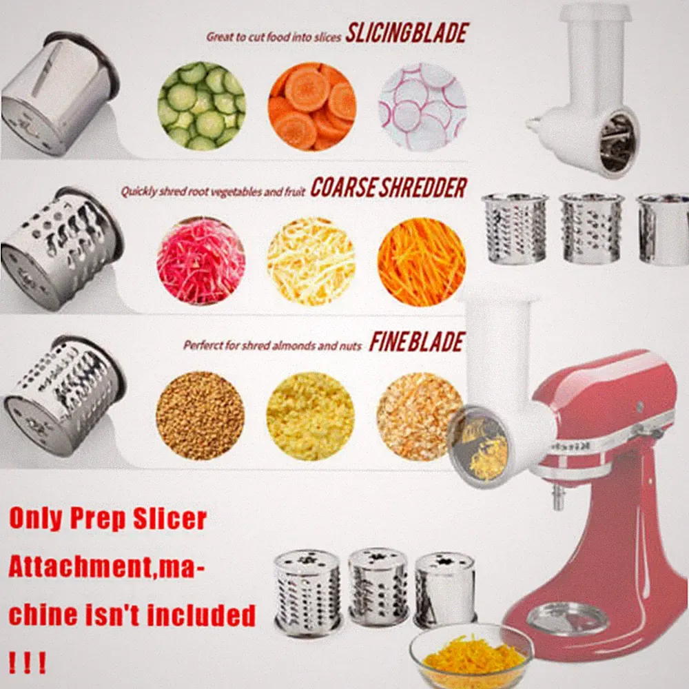 Fresh Prep Shredder/Slicer Attachment For Kitchen Aid Stand Mixer Food Processor