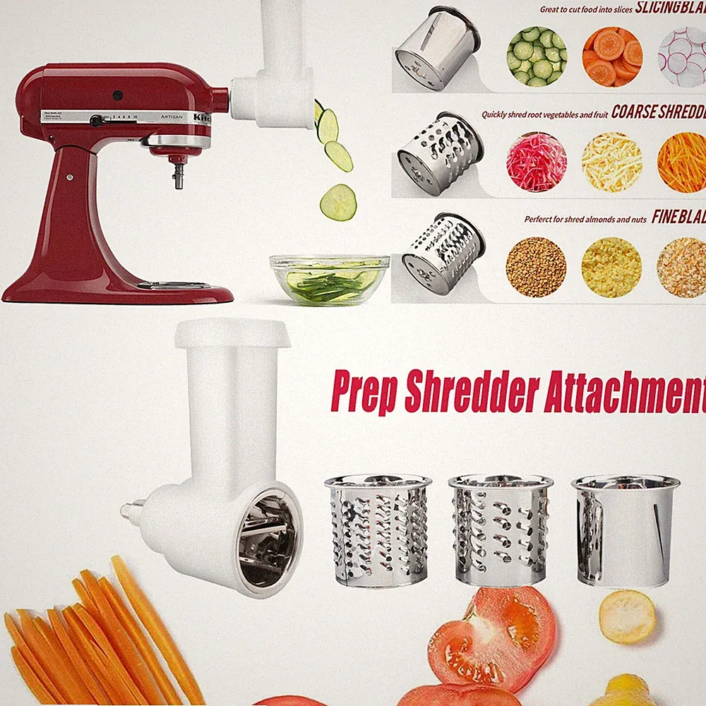 Fresh Prep Slicer/Shredder Stand Mixer Attachment for KitchenAid/Cuisinart 1 SET