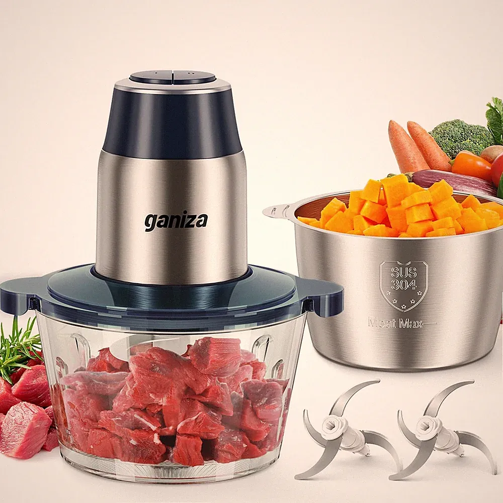 Ganiza Food Processors Electric - 2 Bowls Powerful - 2 Sets Of