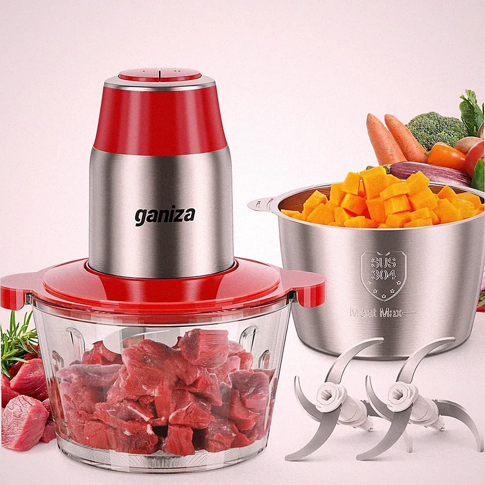 GANIZA Food Processors, Electric Chopper with Meat 8 Cup+8 Cup, Red