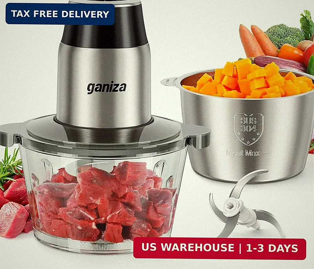 Ganiza Food Processors with 2 Bowls, 450W Meat Grinder Vegetable Chopper | 2-Spe