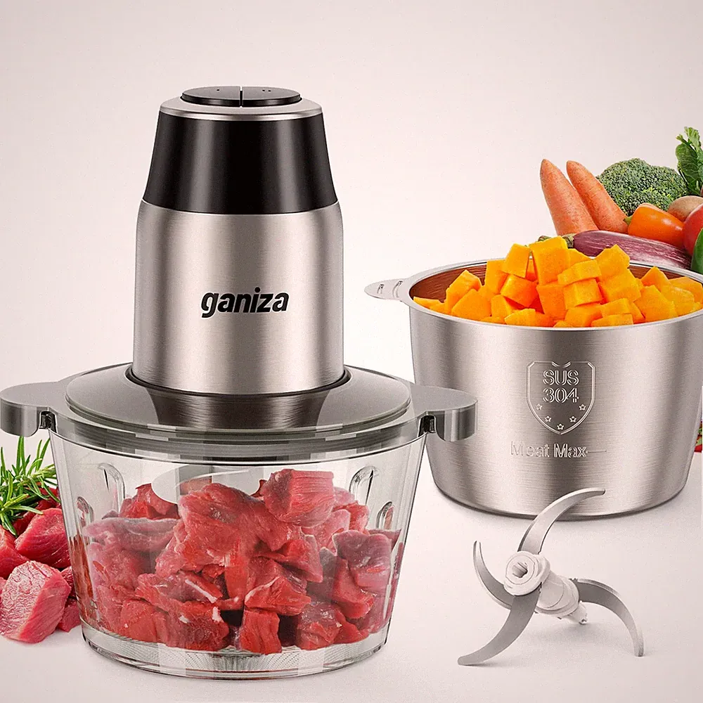 Ganiza Food Processors with 2 Bowls, 450W Meat Grinder Vegetable Chopper 2-Speed