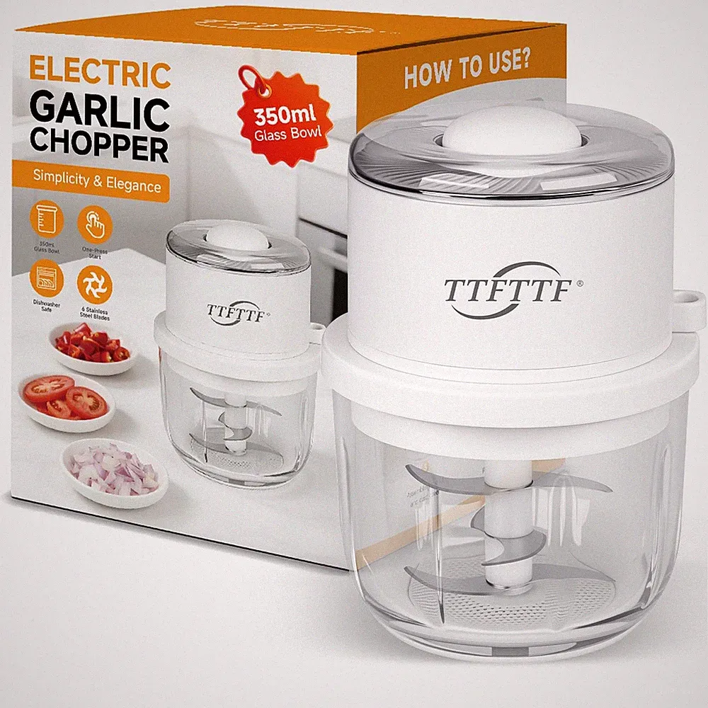 Garlic Chopper, 350ML Glass Bowl Mini Food Processor, Portable Veggie Chopper...
