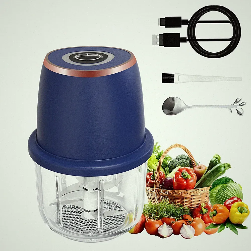 Garlic Chopper 350ml Mini Food Processor Vegetable Chopper（Blue）