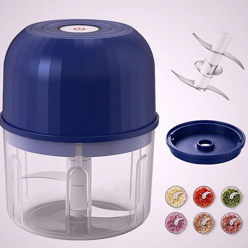 Garlic Chopper, Cordless Mini Food Processor Rechargeable (Blue)