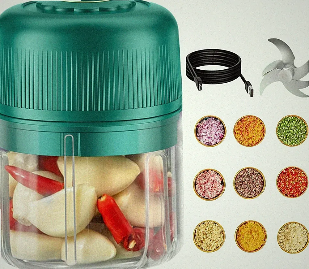 Garlic Chopper Electric, Portable Small Food Processor Mini, Wireless Salad Chop