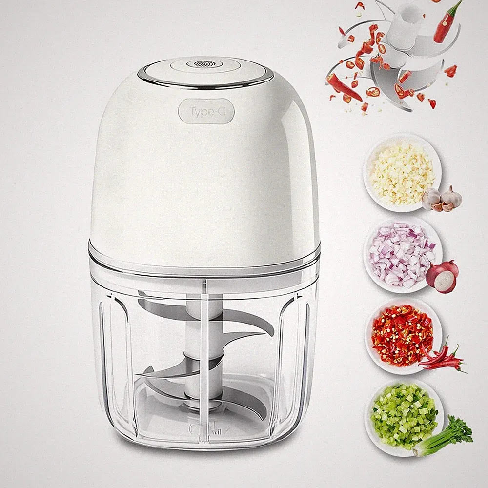 Garlic Chopper, Portable Food Processor 350ML Rechargeable USB Vegetable Blen...
