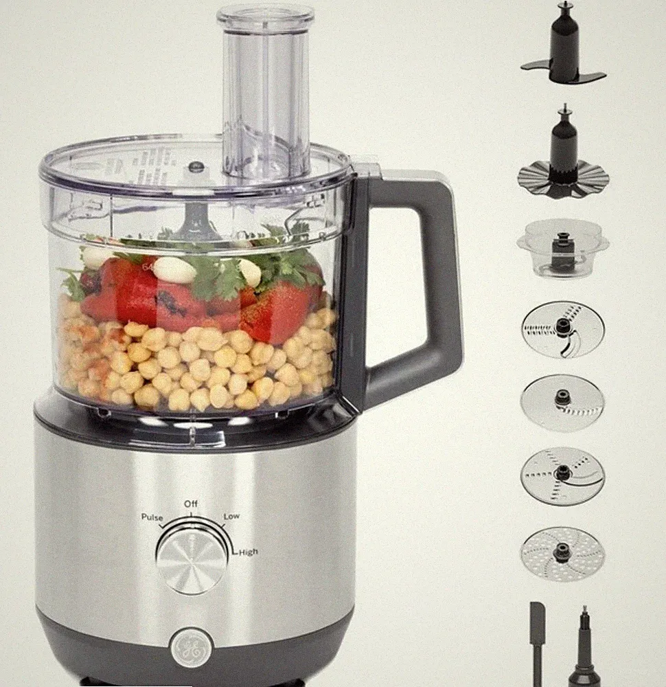 GE 12-Cup Food Processor 550W Stainless Steel w/ Attachments New No Box