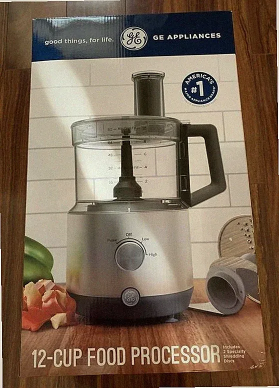 GE 12 CUP FOOD PROCESSOR STAINLESS STEEL 2 SPECIALTY SHREDDER BLADES