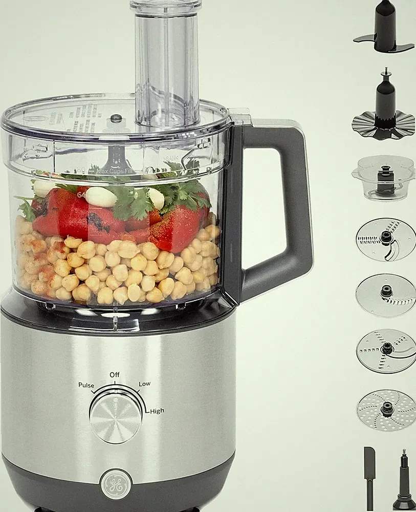GE Food Processor, Large 12-Cup Vegetable Chopper for Shredding, Mincing, Dicing