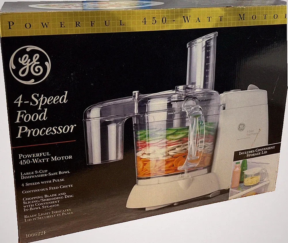 GE Food Processor Model 106622F 4-Speed 450W Complete Tested Working