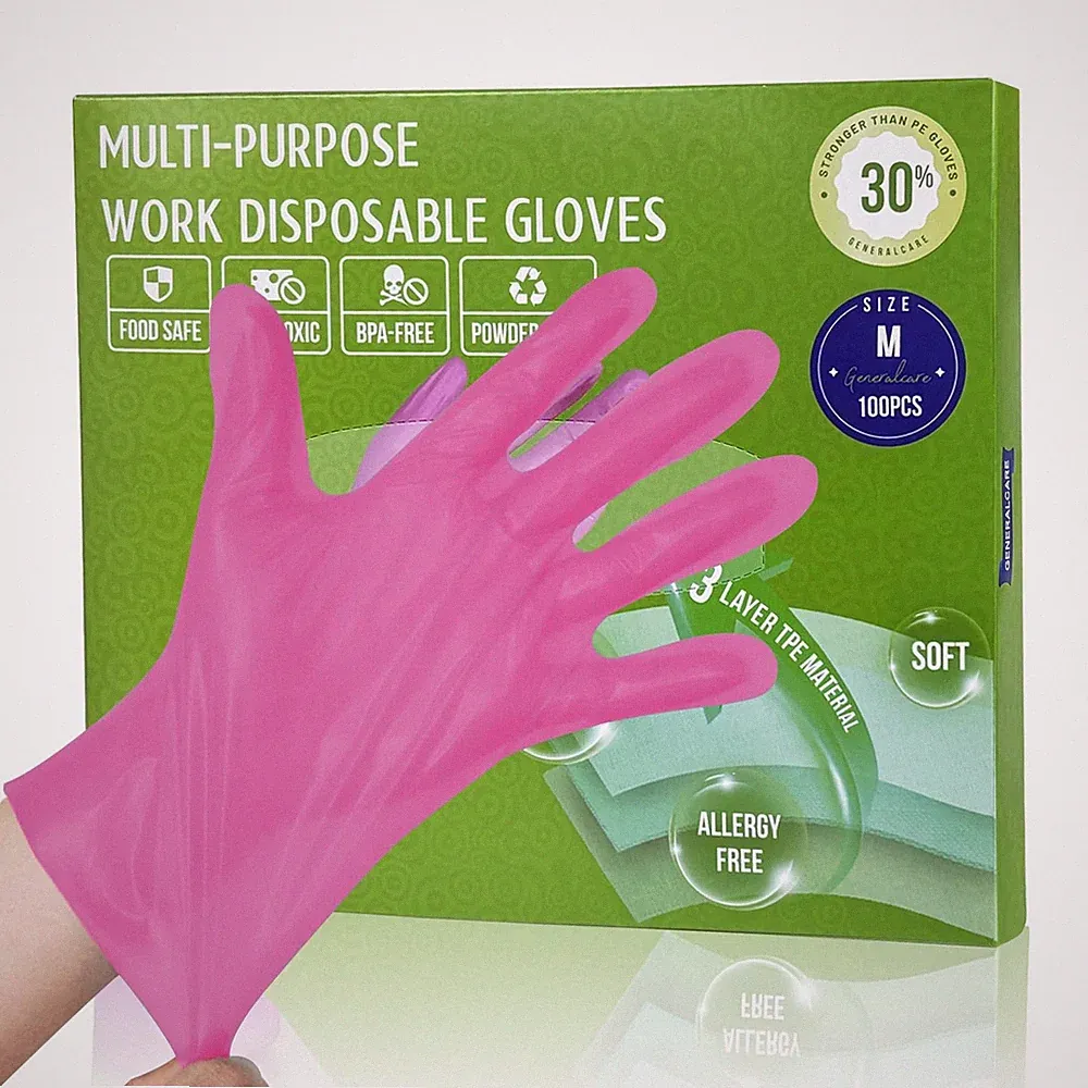 GENERALCARE 100PCS Disposable Plastic Gloves for Food Prep, Gardening and Out...