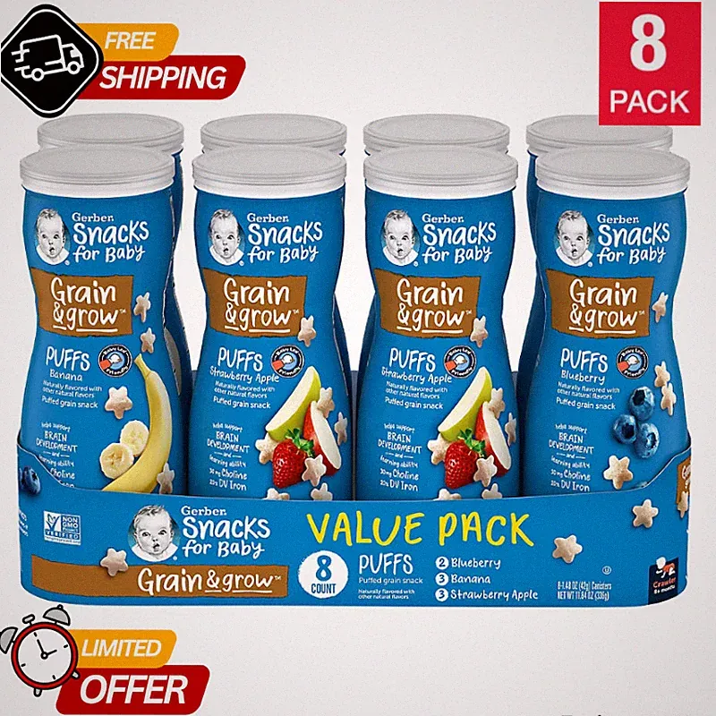 Gerber Baby Snacks For Baby Puffs Variety Pack, 1.48 oz each, 8 PACK