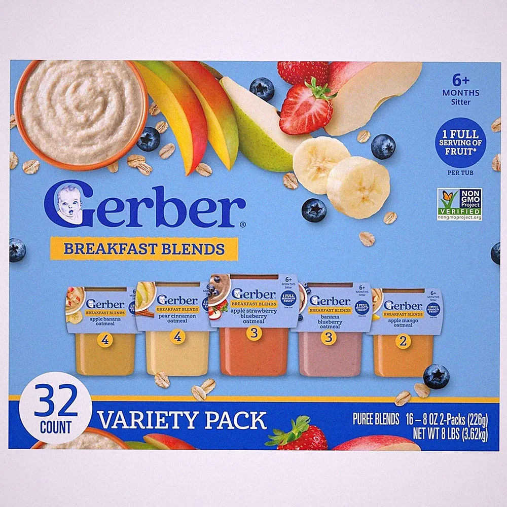Gerber Stage 2 Baby Food, Baby Fruit And Cereal Tubs Variety Pack, Iron Helps