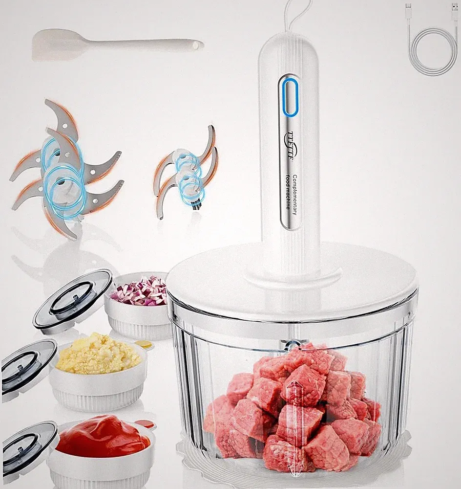 Glass Food Processor with 4 Blades & 4 Bowls (8 Cup + 3X0.5 Cup), Small Food Pro