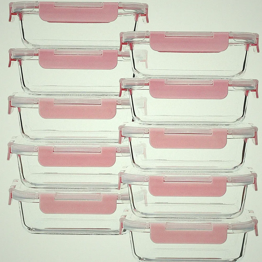 Glass Food Storage Containers 10 Pack - 22Oz Meal Prep Container Set with Lid...