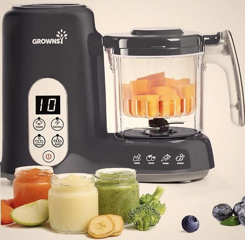 GROWNSY Baby Food Maker Blender & Steamer Auto/Manual Blend Sterilize BPA-Free