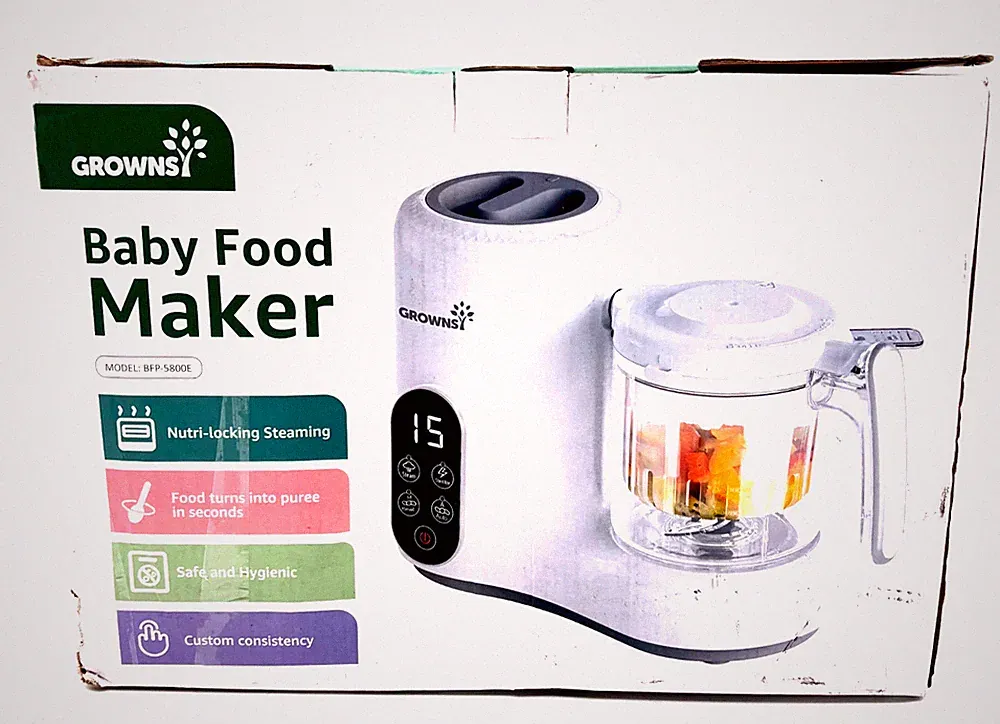 Grownsy BFP-5800E 4-in-1 Baby Food Maker 200ml Water Tank White Open Box