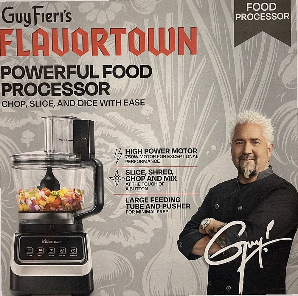 Guy Fieri’s Food Processor 4-Speed Control Chute 750W 8-Cup Bowl FT-3000 New OH
