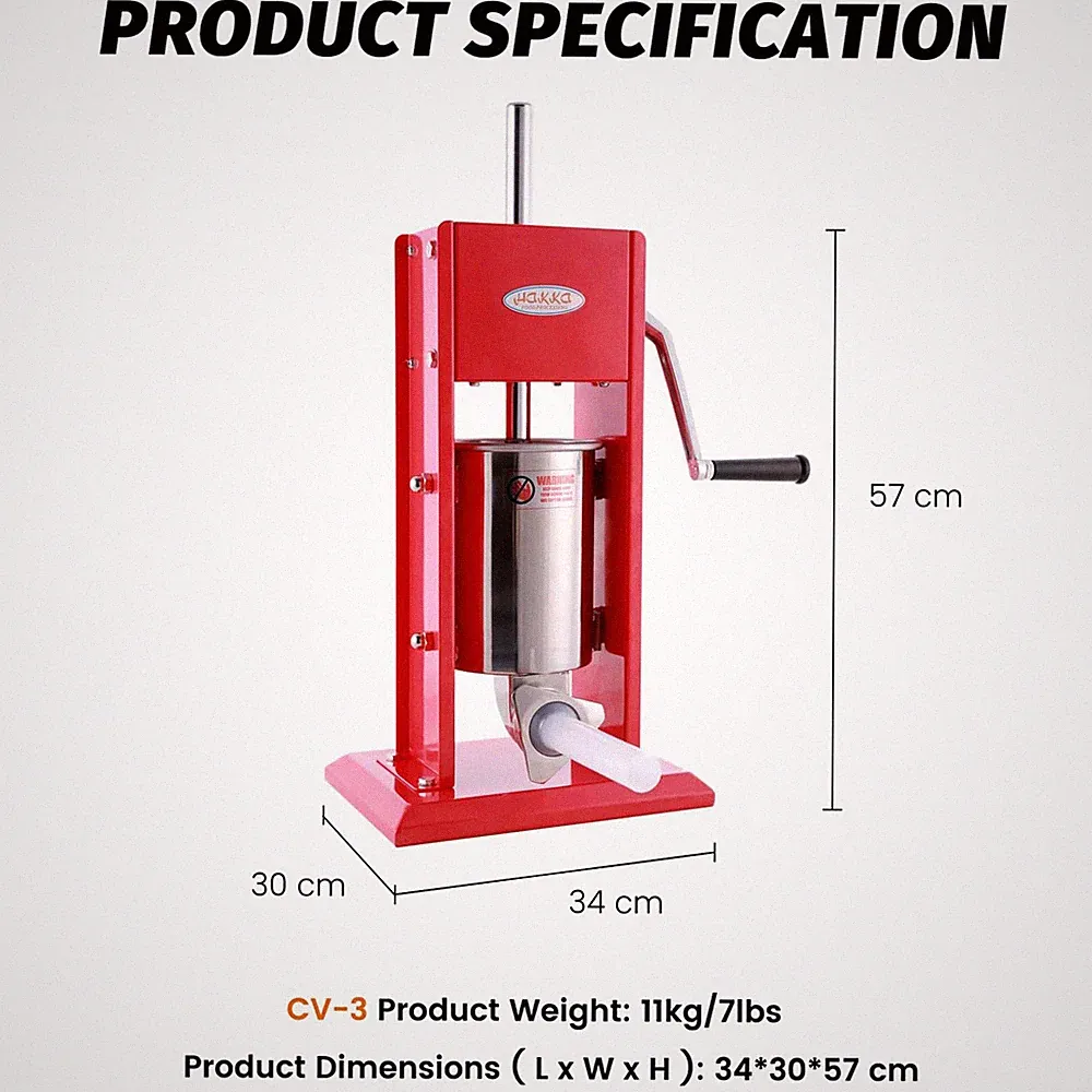 Hakka Sausage Stuffer Manual Meat Filler Food Processor Stainless Steel