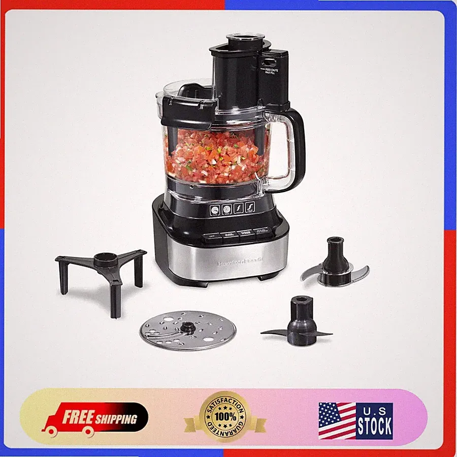 Hamilton Beach 10-Cup Food Processor 500W 2-Speed with Bowl Scraper Black