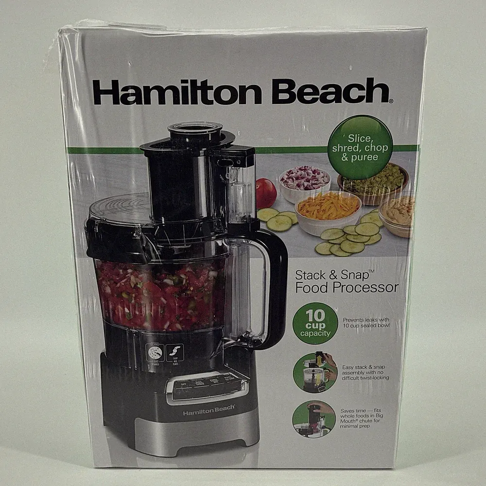 Hamilton Beach 10 Cup Food Processor and Chopper with Stack & Snap Design, Black