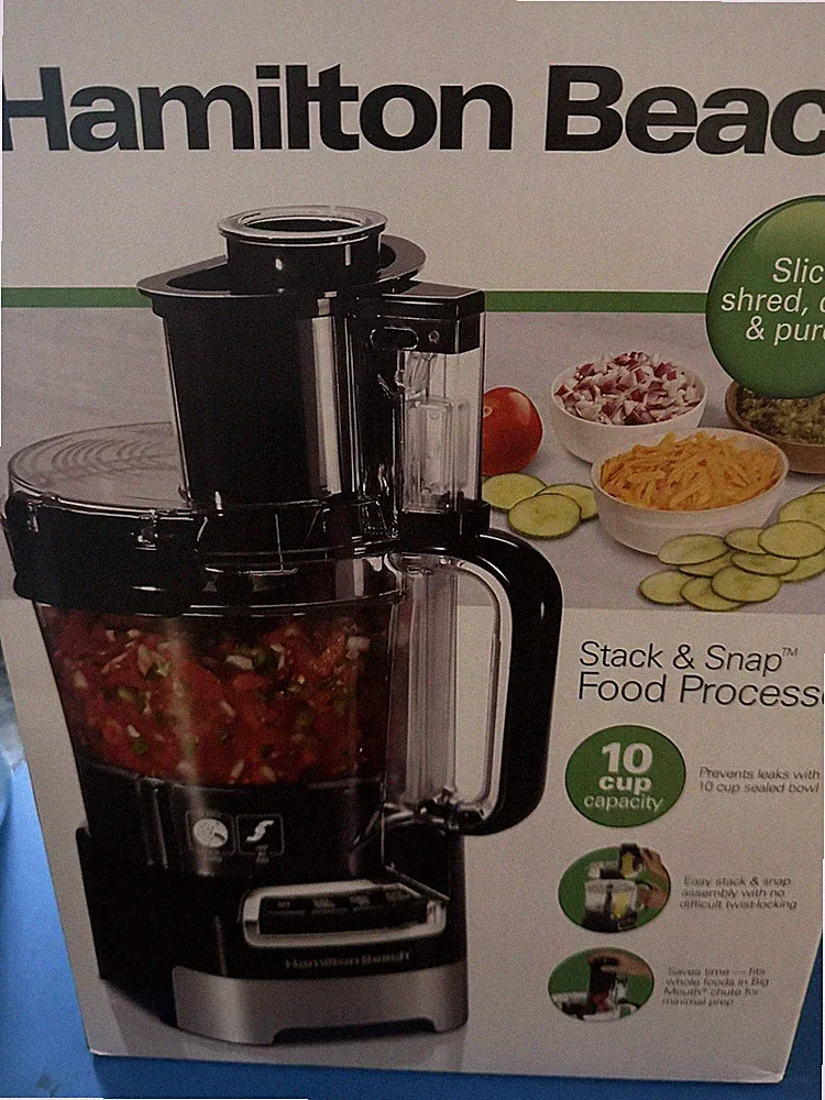 Hamilton Beach 10-Cup Food Processor - Black/Stainless (70723) NIB