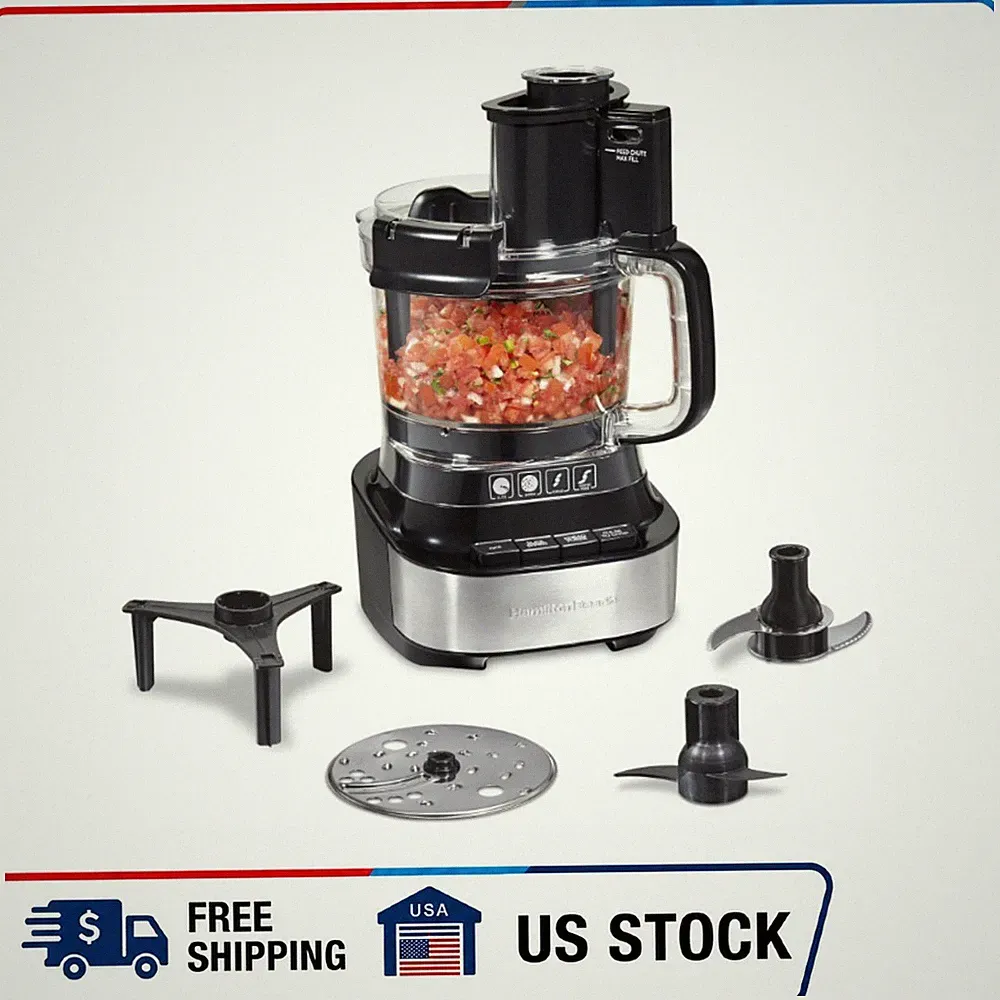 Hamilton Beach 10 Cup Food Processor Chopper Stack & Snap Bowl Scraper Black
