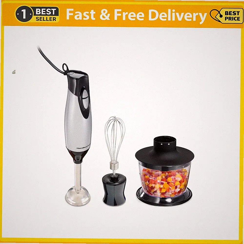 Hamilton Beach 2-Speed Hand Blender with Whisk and Chopping Bowl NEW