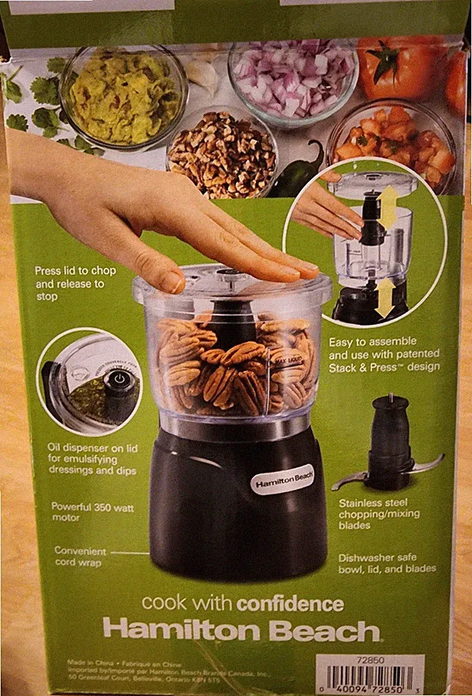Hamilton Beach 3-Cup Stack & Press Food Chopper- Black