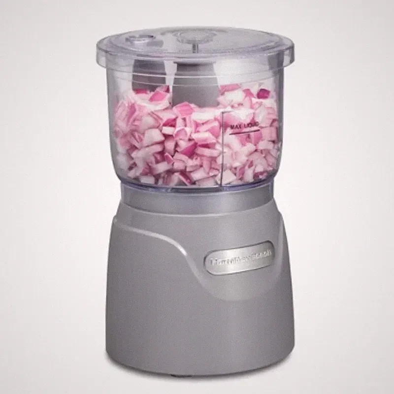 Hamilton Beach 3-Cup Stack &Press Food Chopper Gray 72740 Compact Mini Processor