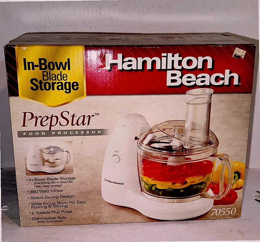 Hamilton Beach 70550 White 8 Cup Bowl Food Processor In Bowl Food Storage New!