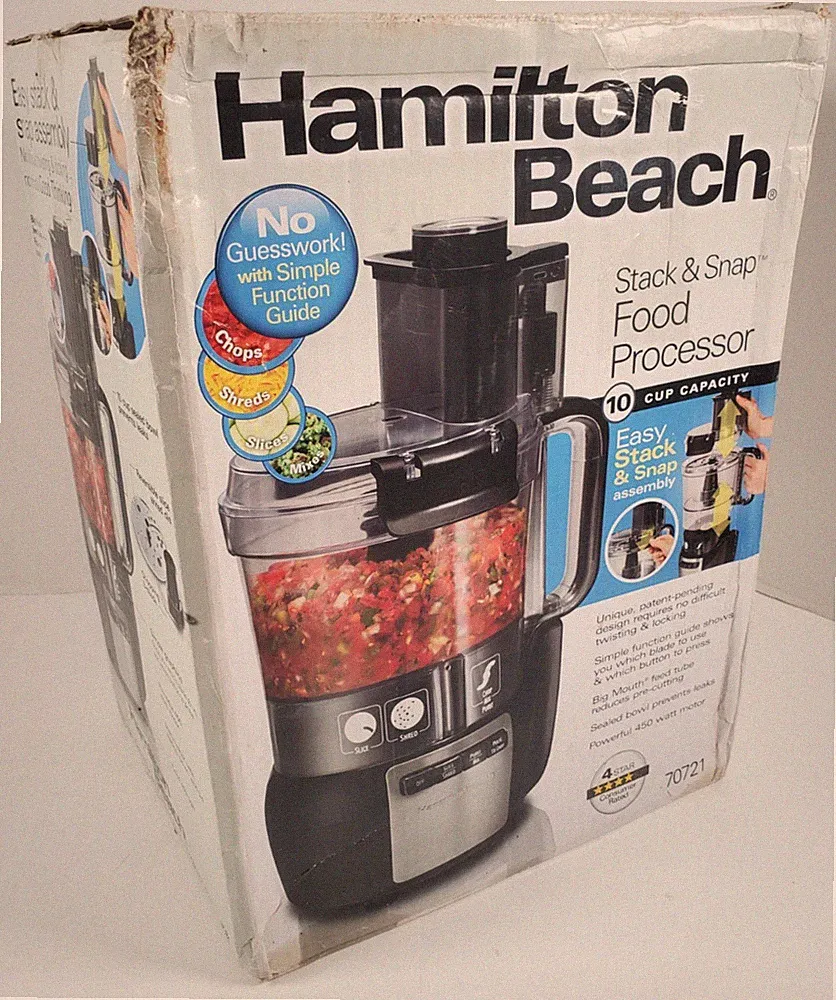 Hamilton Beach 70721 Stack and Snap Food Processor 10-Cup | Black NEW