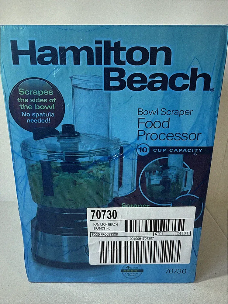 Hamilton Beach 70730 10-Cup Food Processor With Bowl Scraper, Black & Stainless