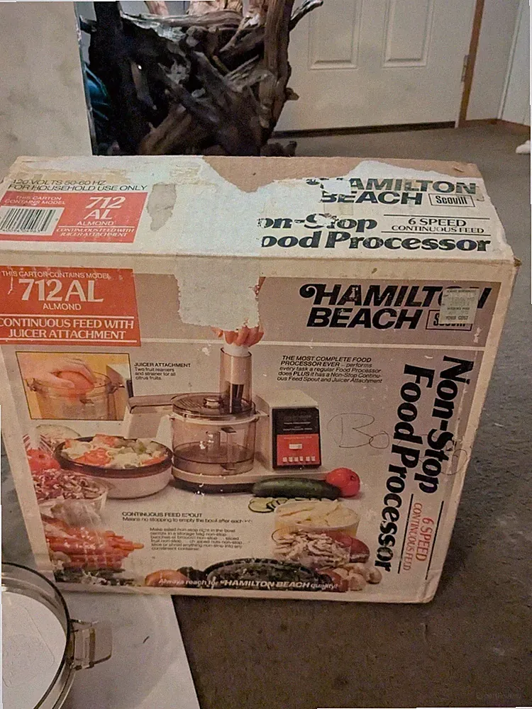HAMILTON BEACH 712-AL 6-speed Non Stop FOOD PROCESSOR W/ JUICER ALMOND Vintage